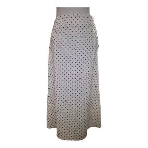 SESE IÉNA Polka Dot Button Side Midi Skirt Women's Size 38 White Black Classic‎